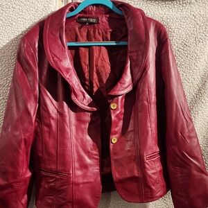 Anne Klein Women's Bold Red Leather Jacket